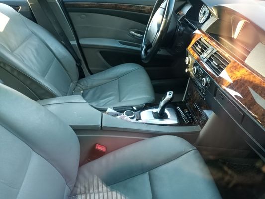 Interior of a 2008 BMW 528xi. A 14yr old car with many signs of wear and tear but detailed to almost factory standards.