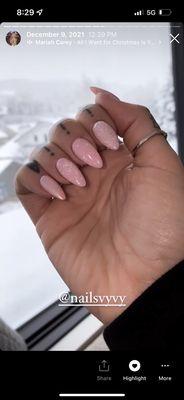 Pink Christmas nails