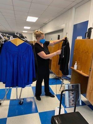 Steaming Senior Cap and Gowns between each use