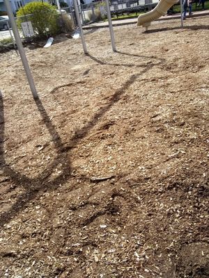 Mulch under the swings - this playground is sadly inaccessible