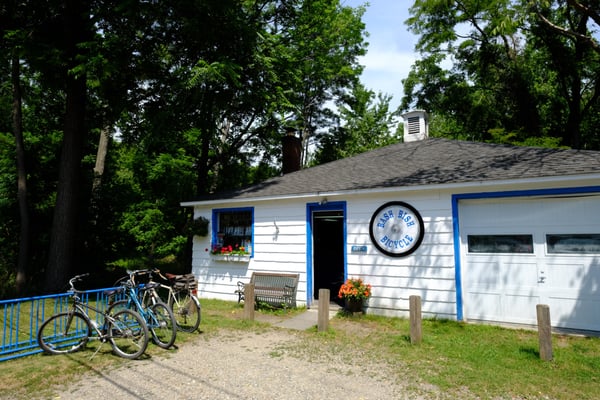 Rental bikes next to the park office. $18 for 2 hrs w/ helmet. There is the Hudson Rail Trail (5 or 6 mile long bike path).