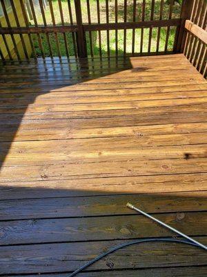 Pressure washed and clean deck