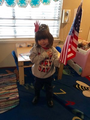 My son doing the pledge of allegiance.