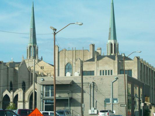 2 spires of First Presbyterian.