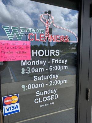 Closed for the whole Labor Day weekend.