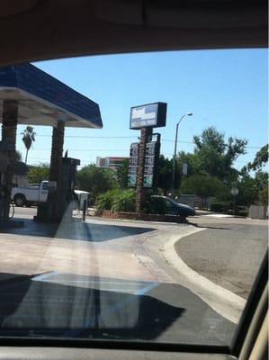 The credit price for regular fuel on June 18, 2014, was $4.58 ($4.28 if using cash or a debit card).