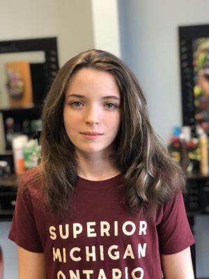 My daughters first salon hair cut and styling.