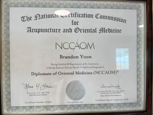 National Board-Certified Oriental Medicine