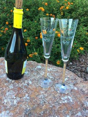 50th anniversary toasting champagne flutes