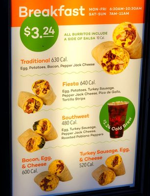 Breakfast Burritos menu