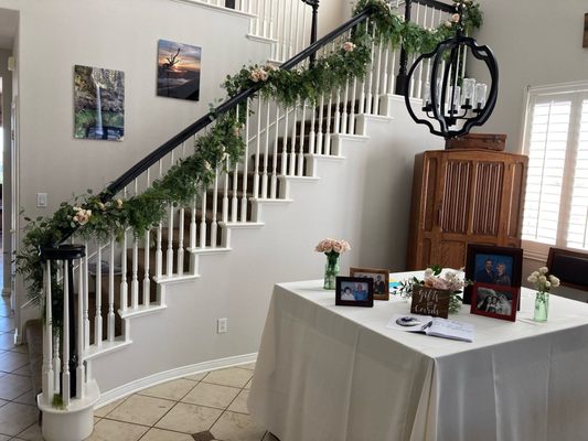 Garland with eucalyptus and roses.