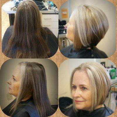 Cut and color by Master Stylist Lucy Woods Call 770-459-8353 to book your appointment.