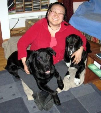 Nancy with both of her dogs