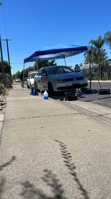 My car being put back together after being worked on