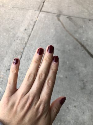 Dark red CND gel mani