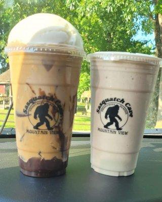 Peanut butter iced coffee and Elvis smoothie lol not mine but one of my best friends that is an EMT got these and she loved them lol