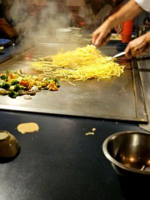 Noodles and veggies