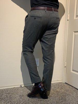 Three-quarter view. Here I could really see how the streamlined the cut is. They look like whole new pants.