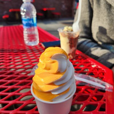 Really good soft serve creamsicle.