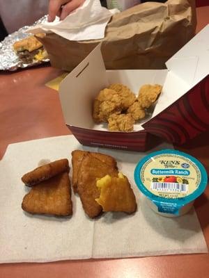 Chicken strips and Mac n cheese bites