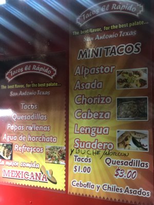 Menu and prices