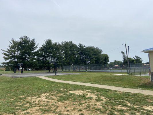 Basketball court and tennis courts