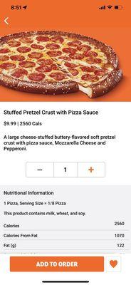 This is picture of pretzel pizza from there website. This is what it should looks like.