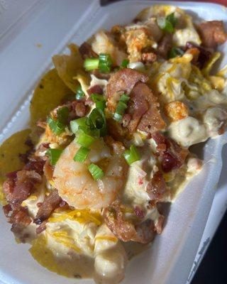 Munchie loaded seafood nachos