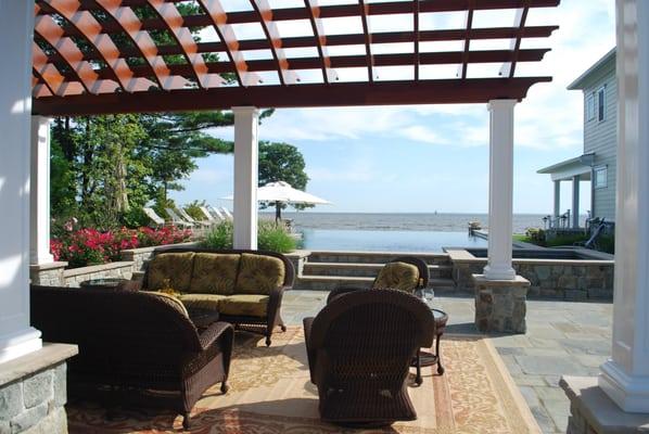 Vanishing Edge Pool with Stone Work in Edgewater Maryland