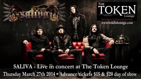 SALIVA live in concert Thursday March 27th 2014