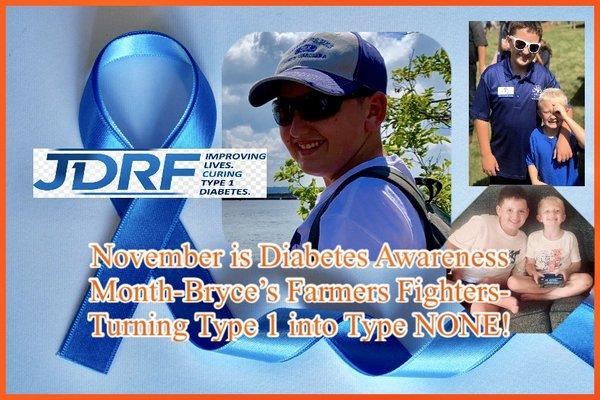 Join our team! Bryce's Farmers Fighters - JDRF One Walk annually i. Charlottesville VA
Register @ JDRF.org to join our team!