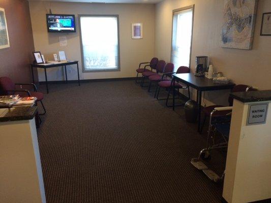 Spacious and comfortable waiting room.