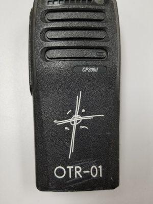 HAND HELD RADIO ENGRAVED LOGO AND TEXT