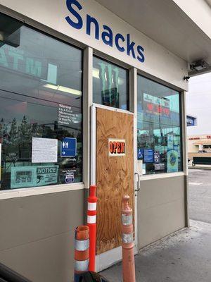 They've had this sweet plywood door for at least a month, possibly closer to 6 months.