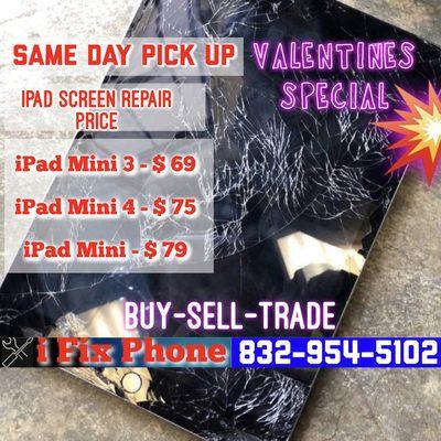 iPad Screen Repair Price....!!! Valentines Special...!!!