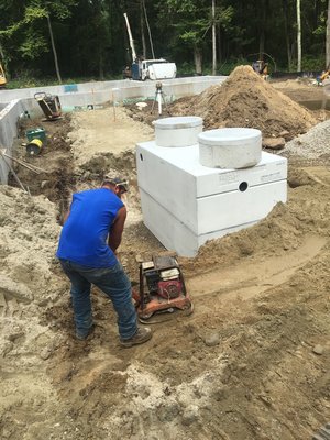 Septic tank installation on new septic system