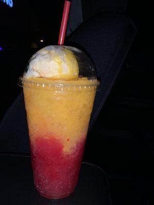 Strawberry Mango Raspado with ice cream