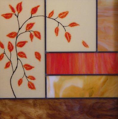 Stained glass panel with fused elements