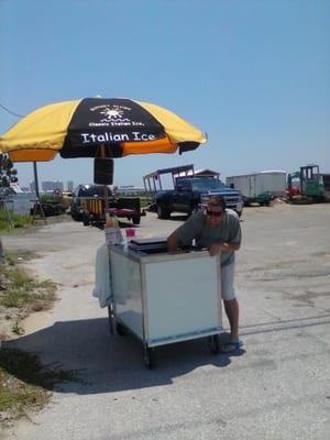 Italian ice in Navarre how awesome it tasted so good on a hot day. Better hurry lines are long.