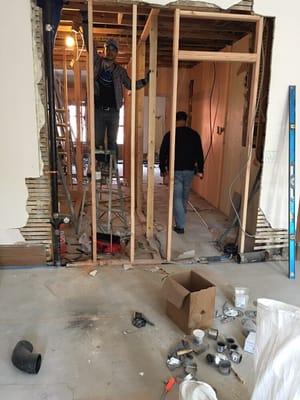 Gut renovation.. Extending bathroom and laundry room