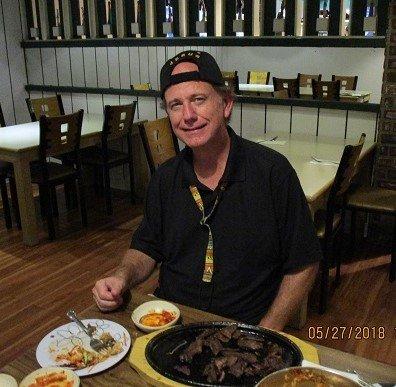 Eating at my favorite Korean restaurant on Guam in 2018.