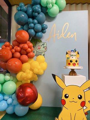 Cute Pokémon requested theme for a an adorable 6 year olds Birthday party we decorated at John's Incredible Pizza!