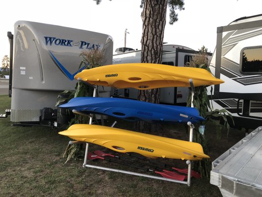 Aluminum frame kayak rack.