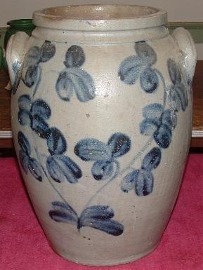 Blue Decorated Stoneware Crock - Sold At Auction For $770.00