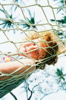 girl in hammock at maui family photography shoot