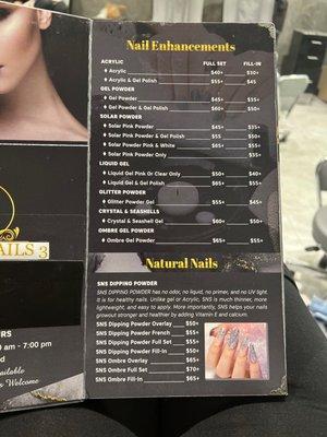 Nail menu