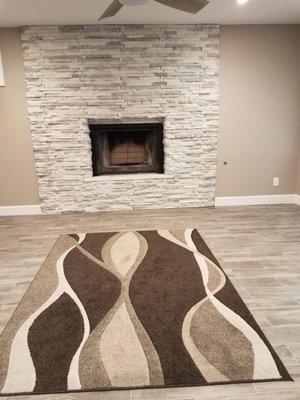 New focal point of the room! Gorgeous ledge stone. STUNNING!