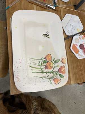 A platter with floral art