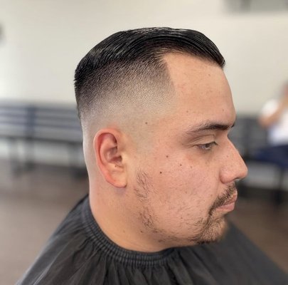 Comb Over with mid bald fade