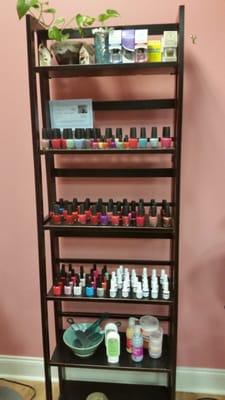 Features OPI and Shellac nail products